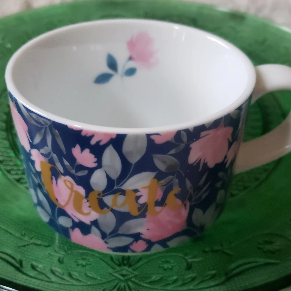 NWT Pier 1 Imports Floral Inspiration Mug Set – Motivational Stackable Design